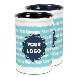 Logo & Company Name Ceramic Pencil Holder - Large