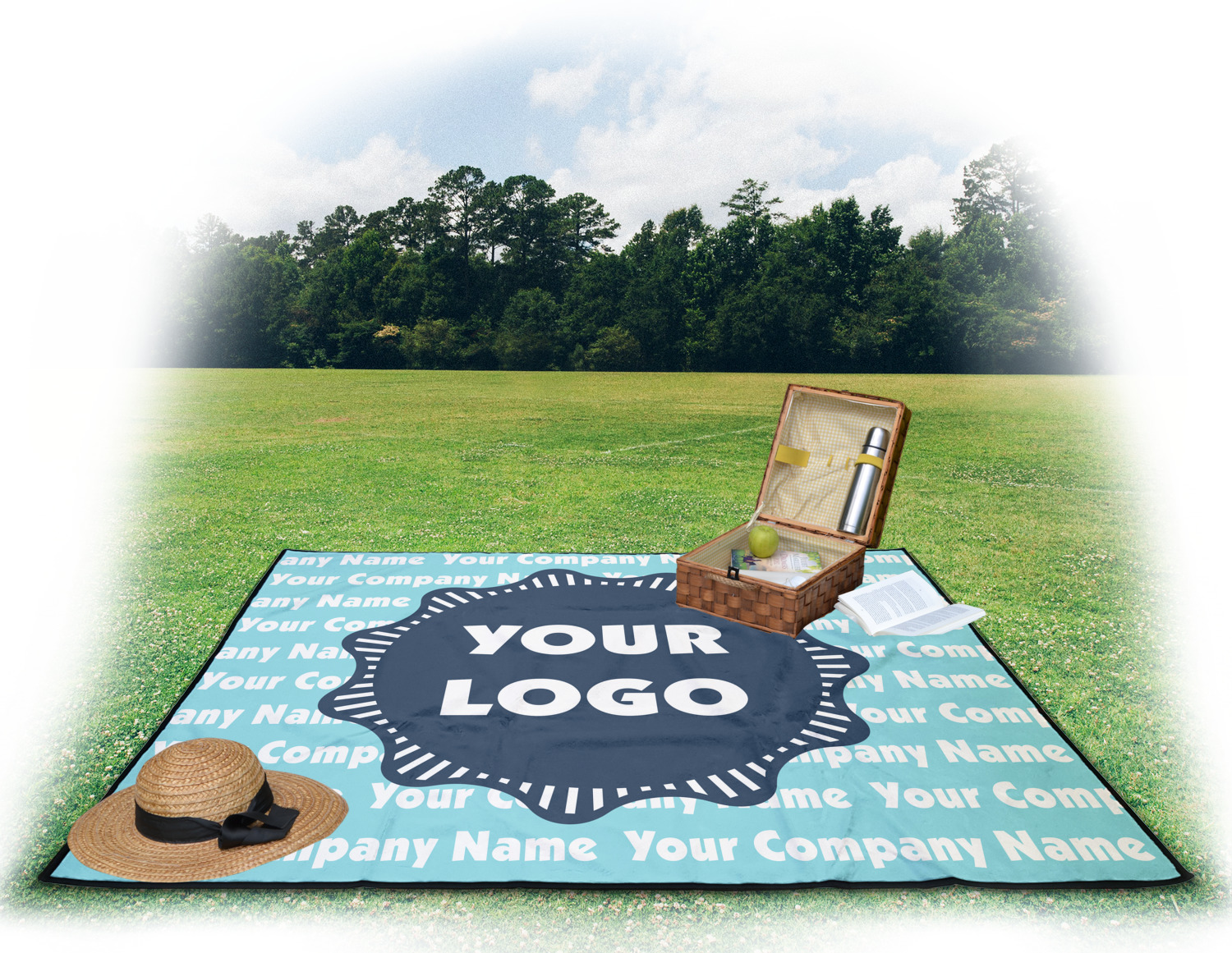 Custom Logo & Company Name Outdoor Picnic Blanket YouCustomizeIt