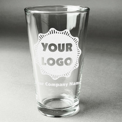 Logo & Company Name Pint Glass - Laser Engraved - Single