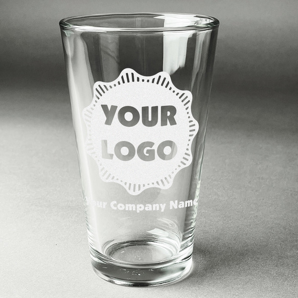 Custom Logo & Company Name Pint Glass - Laser Engraved - Single