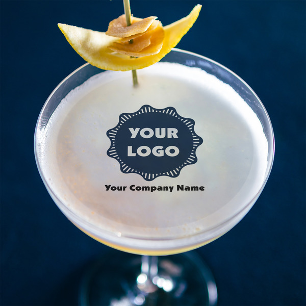 Logo & Company Name Printed Drink Topper - Large - In Context