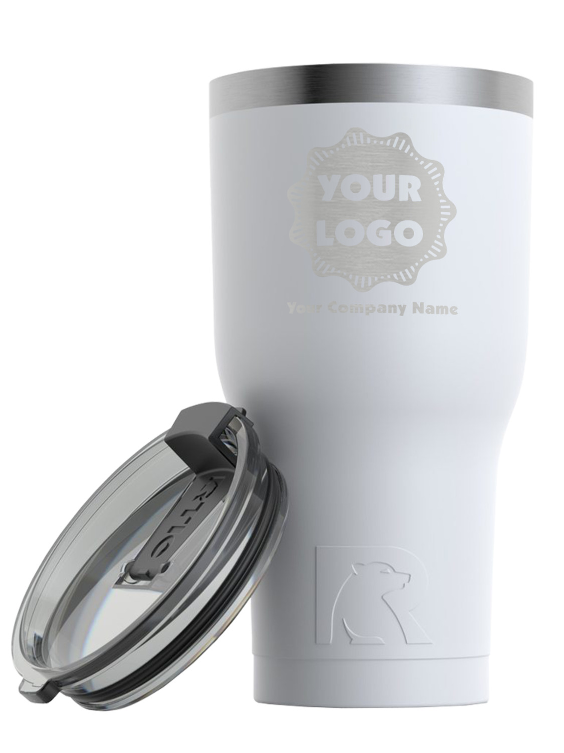 Logo & Company Name RTIC Tumbler White Engraved Front (Personalized