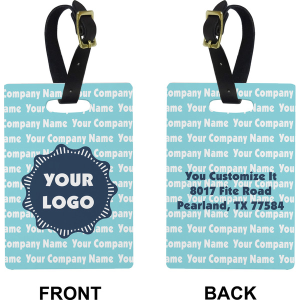 Logo & Company Name Rectangle Luggage Tag (Front + Back)