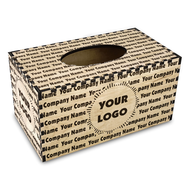 Custom Logo & Company Name Wood Tissue Box Cover - Rectangle