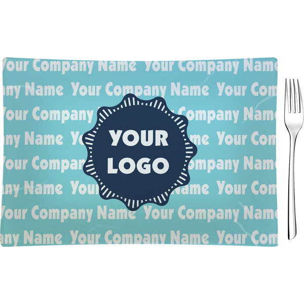 Custom Logo & Company Name Glass Rectangular Appetizer / Dessert Plate - Single