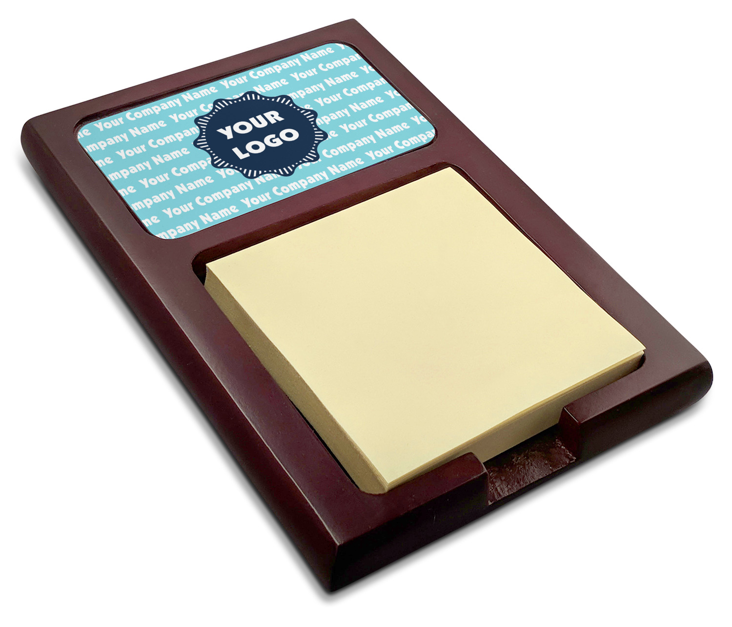 Logo & Company Name Red Mahogany Sticky Note Holder (Personalized