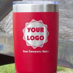 Logo & Company Name 20 oz Stainless Steel Tumbler - Red - Double-Sided