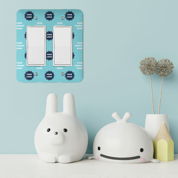 Logo & Company Name Rocker Light Switch Covers - Double - IN CONTEXT