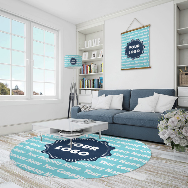 Logo & Company Name Round Area Rug - IN CONTEXT