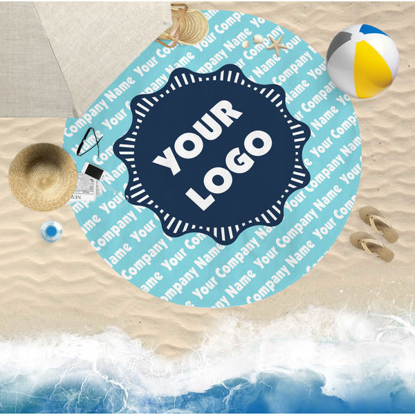 Logo & Company Name Round Beach Towel Lifestyle