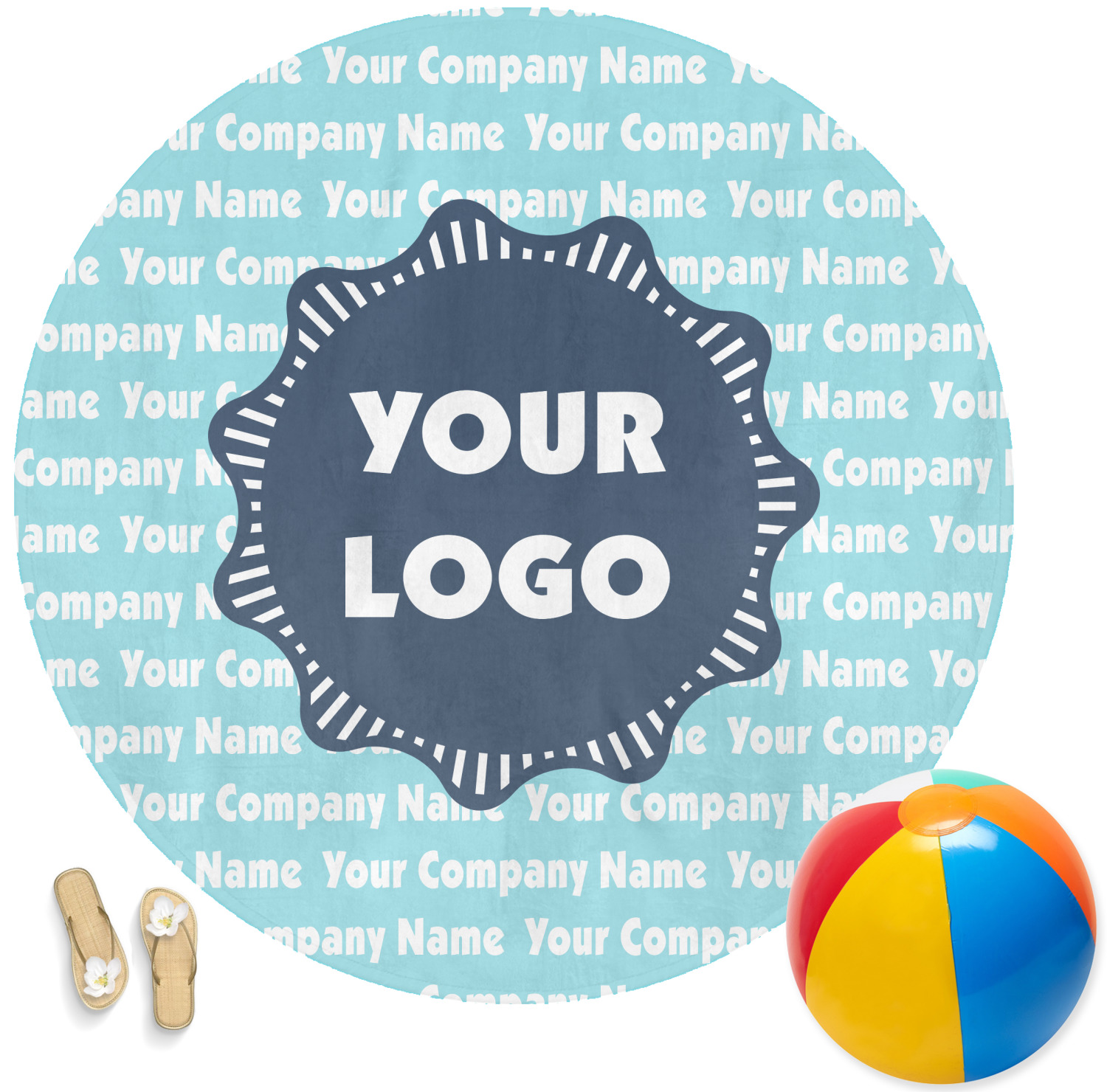 Logo & Company Name Round Beach Towel (Personalized) YouCustomizeIt