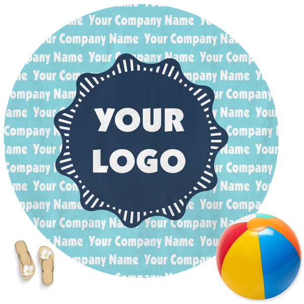 Custom Logo & Company Name Round Beach Towel