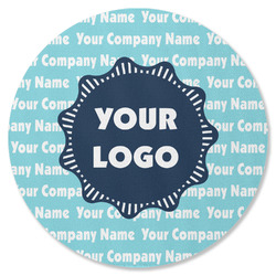 Logo & Company Name Round Rubber Backed Coaster - Single