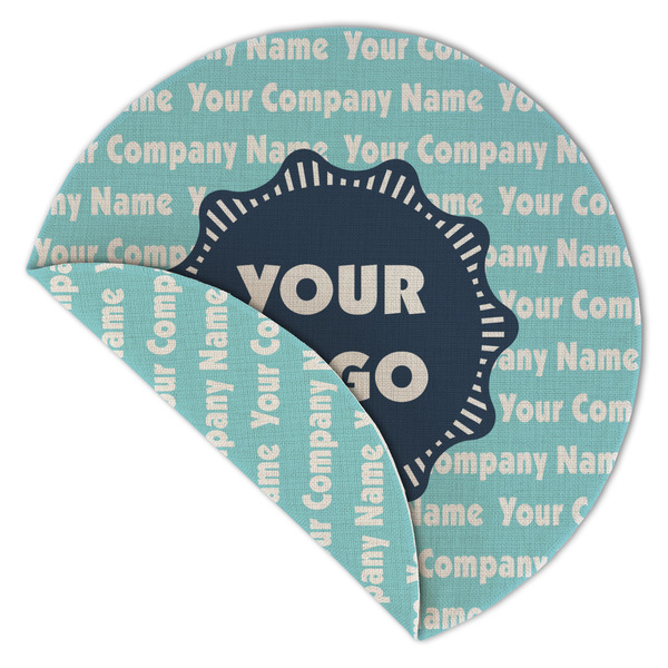 Logo & Company Name Round Linen Placemats - Front (folded corner double sided)