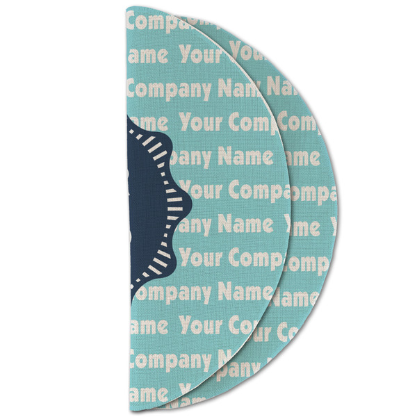 Logo & Company Name Round Linen Placemats - HALF FOLDED (double sided)