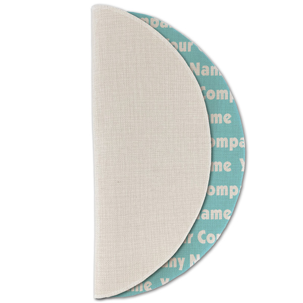 Logo & Company Name Round Linen Placemats - HALF FOLDED (single sided)