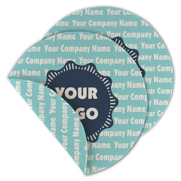 Logo & Company Name Round Linen Placemats - MAIN (Double-Sided)