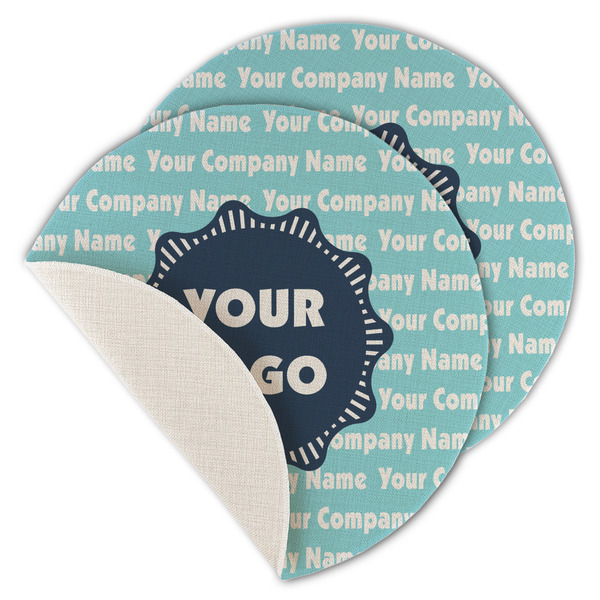 Logo & Company Name Round Linen Placemats - MAIN (Single Sided)