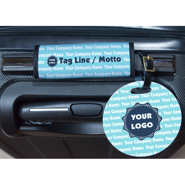 Logo & Company Name Round Luggage Tag & Handle Wrap - In Context