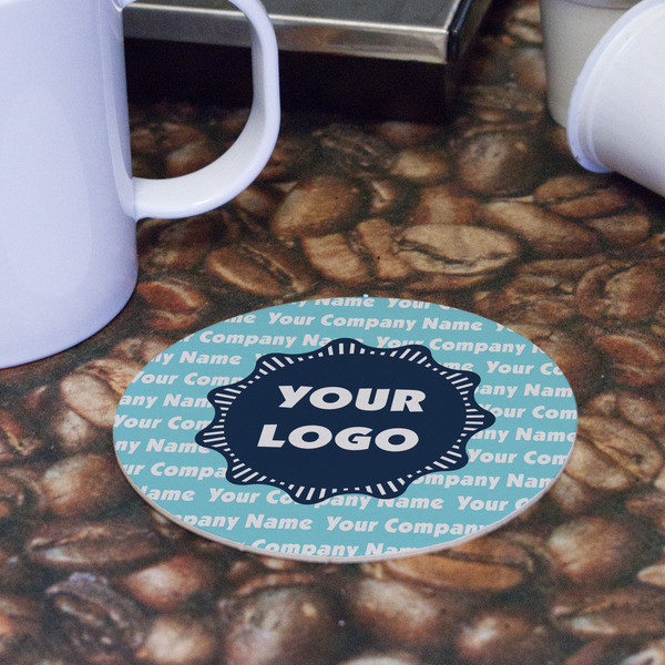 Logo & Company Name Round Paper Coaster - Front