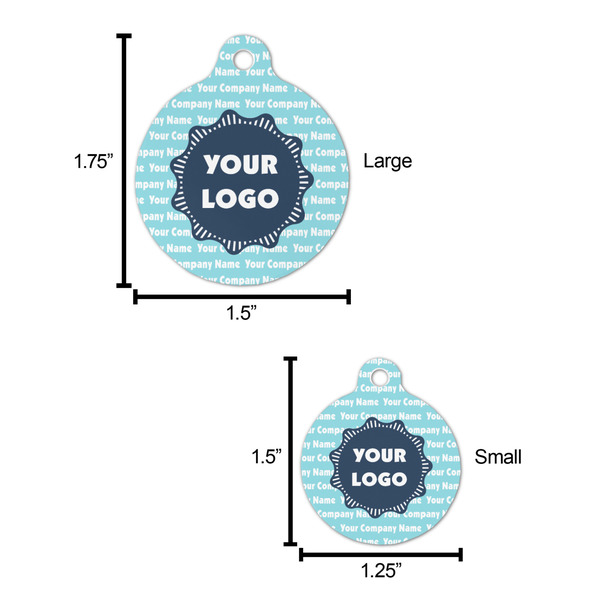 Logo & Company Name Round Pet ID Tag - Large - Comparison Scale