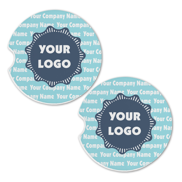 Logo & Company Name Sandstone Car Coasters - Set of 2