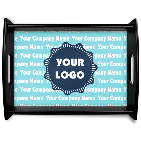 Custom Logo & Company Name Black Wooden Tray - Large