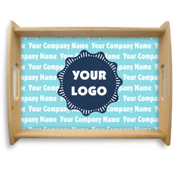 Logo & Company Name Natural Wooden Tray - Large