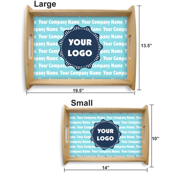 Logo & Company Name Serving Tray Wood Sizes