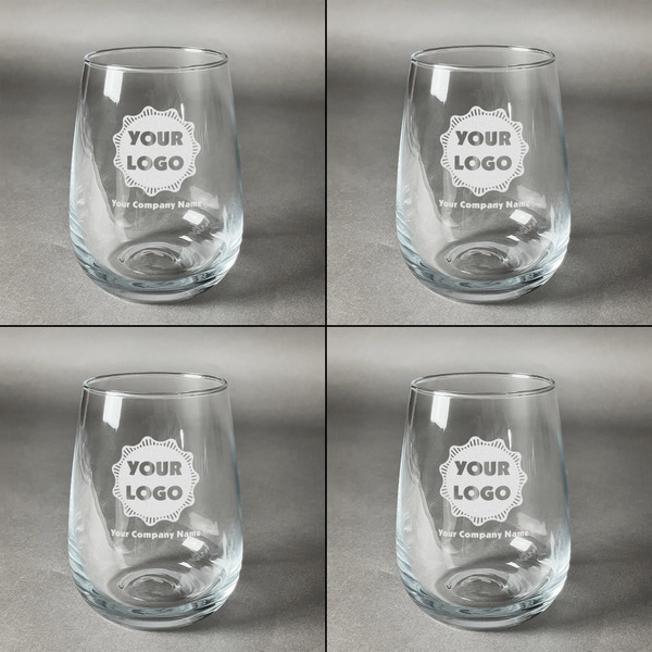 Logo & Company Name Set of Four Personalized Stemless Wineglasses (Approval)