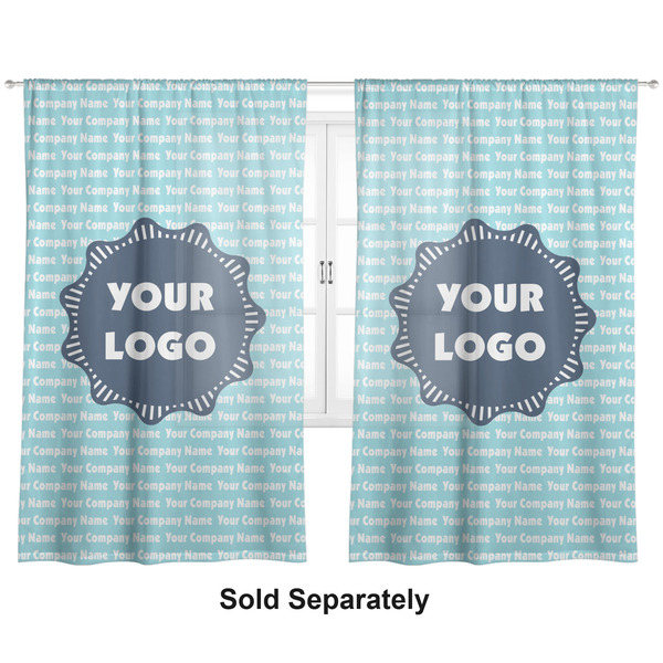 Logo & Company Name Sheer Curtains Double