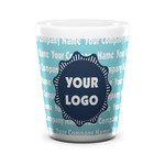 Logo & Company Name Ceramic Shot Glass - 1.5 oz - White - Set of 4