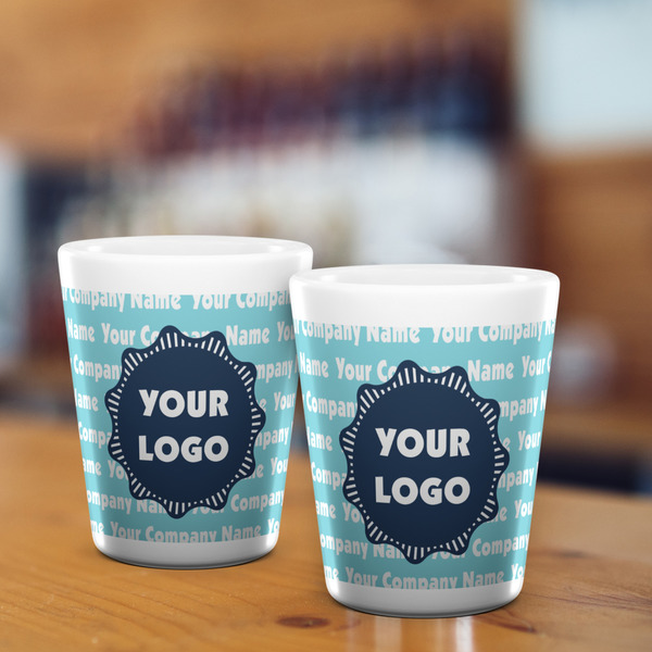 Logo & Company Name Shot Glass - White - LIFESTYLE
