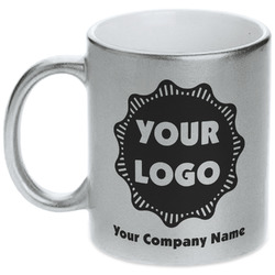 Logo & Company Name Metallic Silver Mug