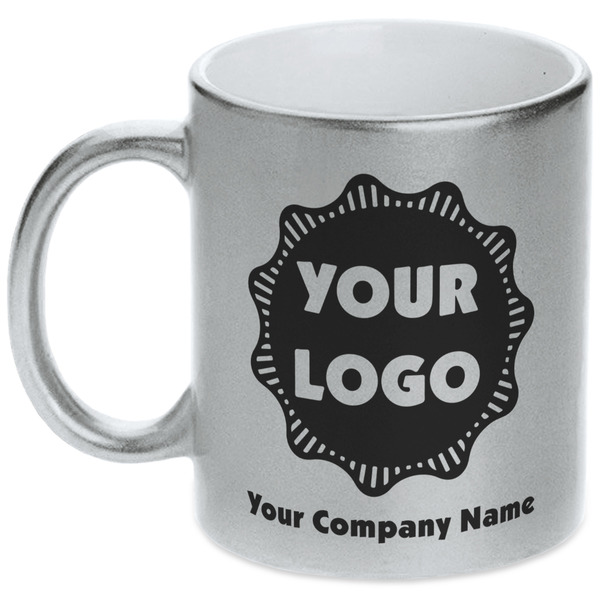 Custom Logo & Company Name Metallic Silver Mug