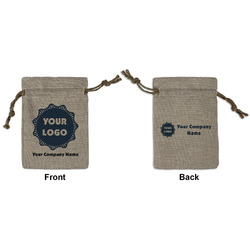 Logo & Company Name Burlap Gift Bag - Small - Double-Sided