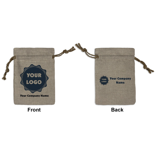Custom Logo & Company Name Burlap Gift Bag - Small - Double-Sided