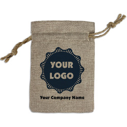 Logo & Company Name Burlap Gift Bag - Small - Single-Sided