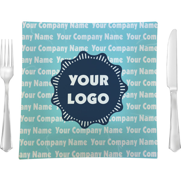 Custom Logo & Company Name Glass Square Lunch / Dinner Plate 9.5" - Single