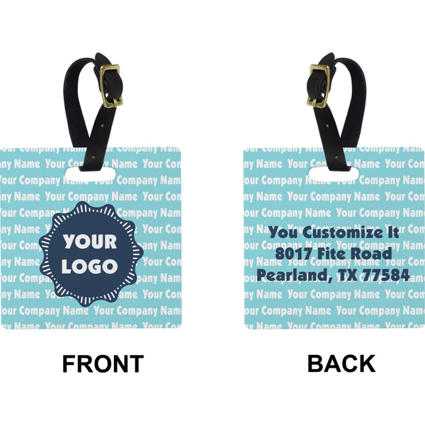 Logo & Company Name Square Luggage Tag (Front + Back)