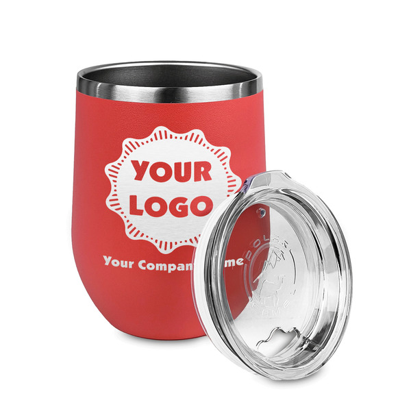 Logo & Company Name Stainless Wine Tumblers - Coral - Double Sided - Alt View