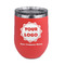 Logo & Company Name Stainless Wine Tumblers - Coral - Double Sided - Front