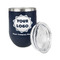Logo & Company Name Stainless Wine Tumblers - Navy - Single Sided - Alt View