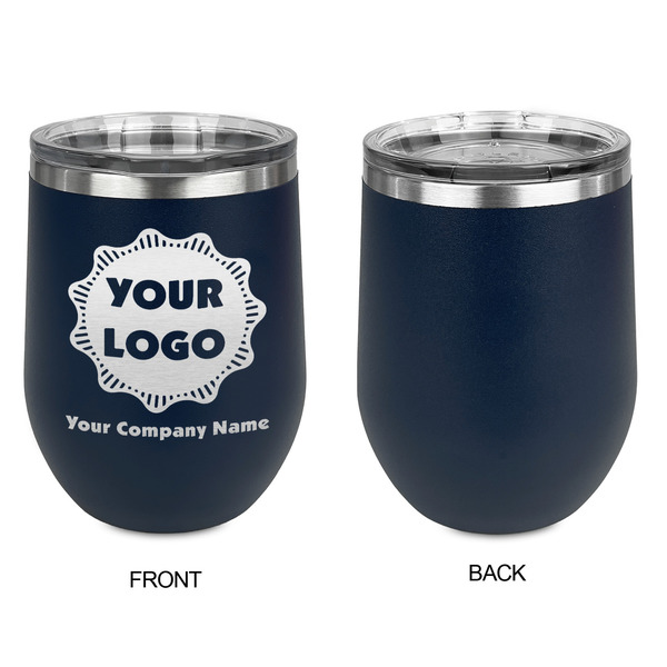 Logo & Company Name Stainless Wine Tumblers - Navy - Single Sided - Approval