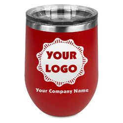 Logo & Company Name Stemless Stainless Steel Wine Tumbler - Red - Double-Sided
