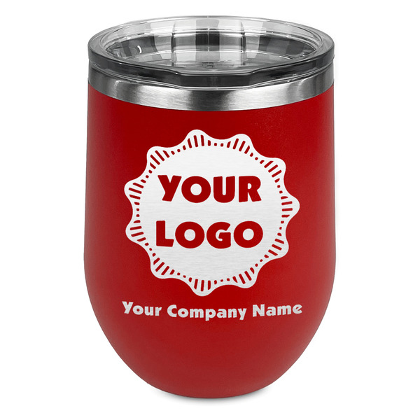 Custom Logo & Company Name Stemless Stainless Steel Wine Tumbler - Red - Single-Sided