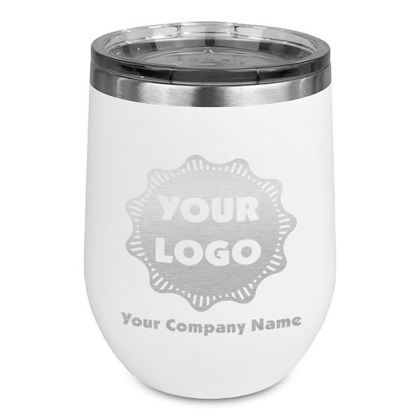 Custom Logo & Company Name Stemless Stainless Steel Wine Tumbler - White - Single-Sided