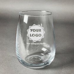 Logo & Company Name Stemless Wine Glass (Single)