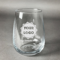 Logo & Company Name Stemless Wine Glass - Laser Engraved