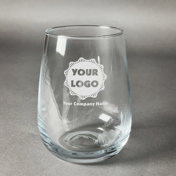 Custom Logo & Company Name Stemless Wine Glass - Laser Engraved- Single